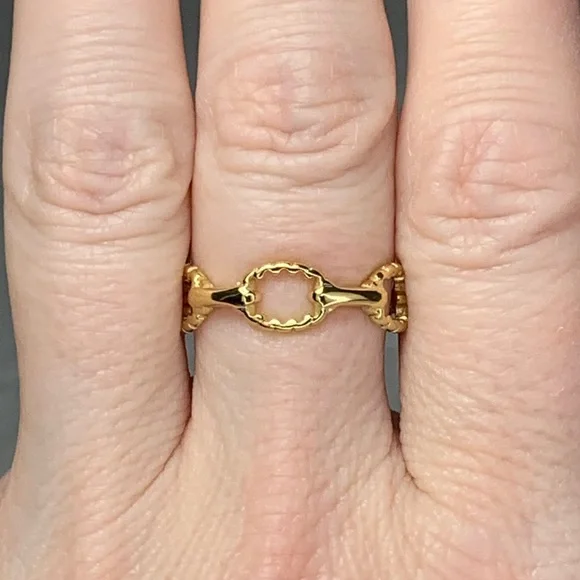 18K Gold Plated Titanium Steel Chain Link Ring - Picture 4 of 5